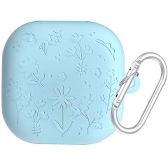 Защитный чехол Deexe Flower Pattern для Samsung Galaxy Buds 4 / Buds 4 Pro - Blue
