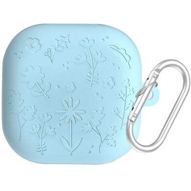Защитный чехол Deexe Flower Pattern для Samsung Galaxy Buds 4 / Buds 4 Pro - Blue