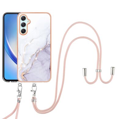 Защитный чехол Deexe Marble Case with Strap для Samsung Galaxy A24 (A245) - White