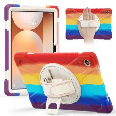 Защитный чехол Deexe Rotation Hybrid для Samsung Galaxy Tab A11 Plus (X230/236) - Colorful / Red