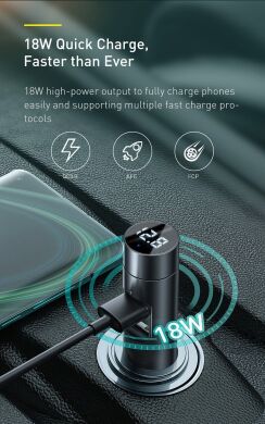 FM модулятор Baseus Energy Column 18W (CCNLZ-C0S) - Silver
