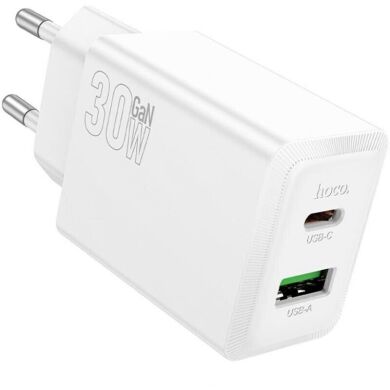 Мережевий зарядний пристрій Hoco N71 PD30W + QC3.0 - White
