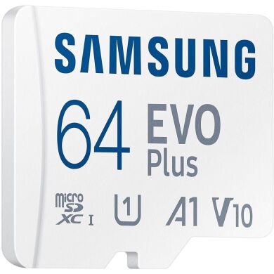 Карта пам’яті MicroSDXC Samsung EVO Plus 64GB C10 UHS-I R160MB/s + адаптер (MB-MC64SA/EU) - White