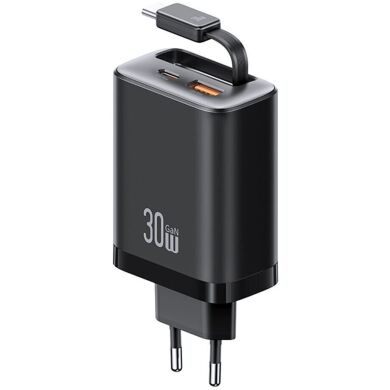 Сетевое зарядное устройство USAMS US-CC296 GaN 30W (USB + Type-C) + кабель Type-C - Black