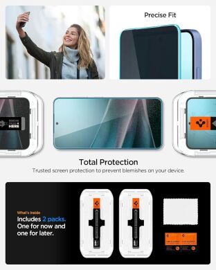 Комплект захисних стекол Spigen GLAS.tR EZ Fit Privacy для Samsung Galaxy S24 Plus (S926) / Galaxy S25 Plus (S936) AGL09307