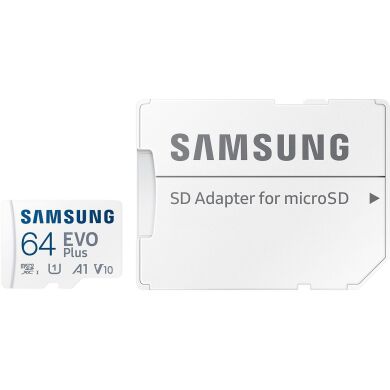 Карта пам’яті MicroSDXC Samsung EVO Plus 64GB C10 UHS-I R160MB/s + адаптер (MB-MC64SA/EU) - White