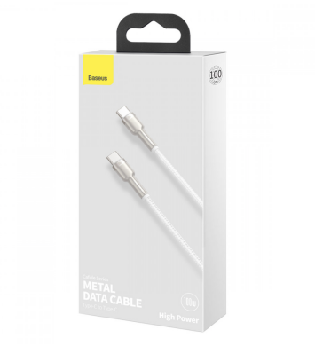 Кабель Baseus Cafule Metal Type-C to Type-C (100W, 1m) CATJK-C02 - White