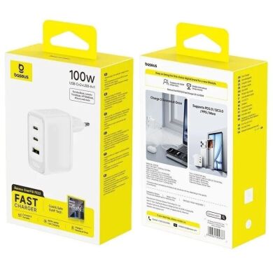 Сетевое зарядное устройство Baseus EnerFill FE22 100W (2Type-C + USB) E0123801 - White