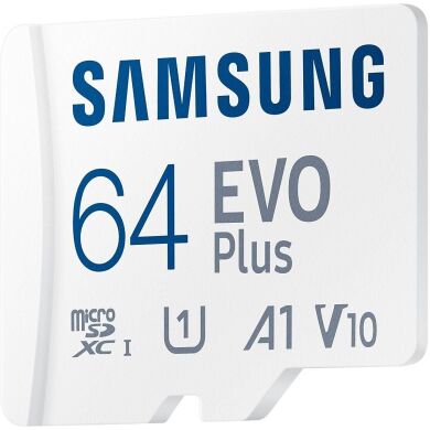 Карта пам’яті MicroSDXC Samsung EVO Plus 64GB C10 UHS-I R160MB/s + адаптер (MB-MC64SA/EU) - White
