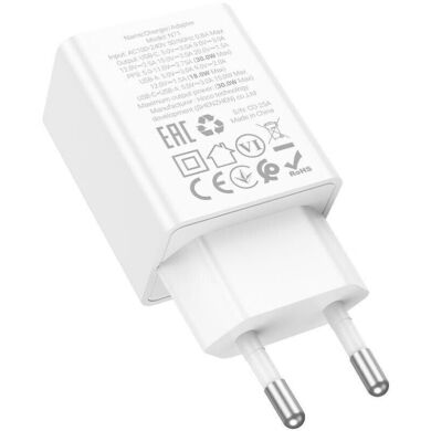 Мережевий зарядний пристрій Hoco N71 PD30W + QC3.0 - White