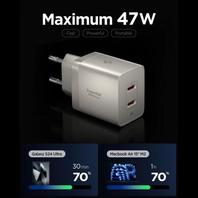 Сетевое зарядное устройство Spigen EE472EU GaN 47W (2Type-C) ACH10451 - Natural