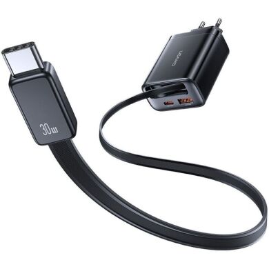 Сетевое зарядное устройство USAMS US-CC296 GaN 30W (USB + Type-C) + кабель Type-C - Black