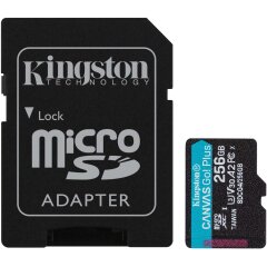 Карта памяти Kingston MicroSDXC Canvas Go Plus Gen4 256GB UHS-I U3 V30 A2 R200 + адаптер (SDCG4/256GB) - Black