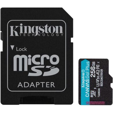 Карта памяти Kingston MicroSDXC Canvas Go Plus Gen4 256GB UHS-I U3 V30 A2 R200 + адаптер (SDCG4/256GB) - Black