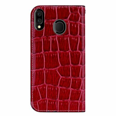 Чехол-книжка Deexe Glittery Crocodile для Samsung Galaxy M20 (M205) - Red