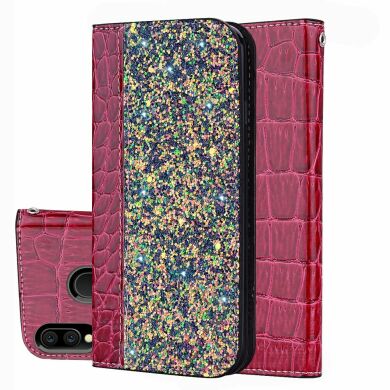 Чохол-книжка Deexe Glittery Crocodile для Samsung Galaxy M20 (M205) - Red