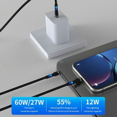 Кабель DEVIA EC648 Extreme Speed Series Type-C to Type-C + Lightning 60W (1.2m) - Black