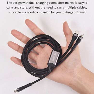 Кабель DEVIA EC648 Extreme Speed Series Type-C to Type-C + Lightning 60W (1.2m) - Black