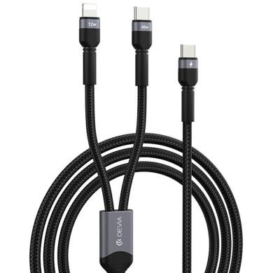 Кабель DEVIA EC648 Extreme Speed Series Type-C to Type-C + Lightning 60W (1.2m) - Black