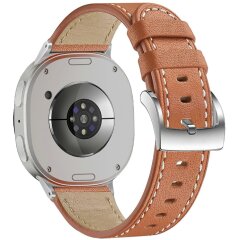 Кожаный ремешок Deexe Genuine Leather для Samsung Galaxy Watch 8 (40/44mm) / 8 Classic - Brown
