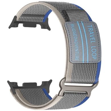 Ремешок Deexe Nylon Magic Tape для Samsung Galaxy Watch 8 (40/44mm) / 8 Classic - Blue / Grey