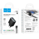 Сетевое зарядное устройство Hoco C160A GaN 65W + QC3.0 (2Type-C + USB) + кабель Type-C to Type-C - Black. Фото 7 из 7