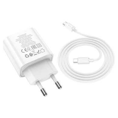 Сетевое зарядное устройство Hoco C80A Plus Rapido PD20W+QC3.0 + кабель Type-C to Type-C - White