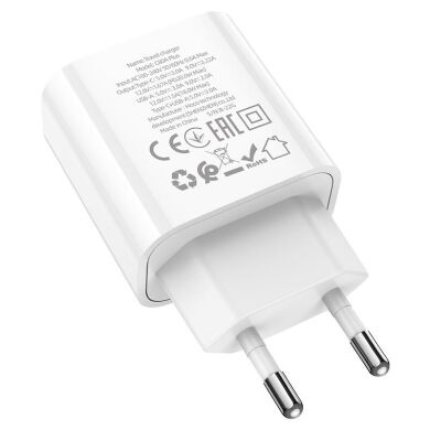 Сетевое зарядное устройство Hoco C80A Plus Rapido PD20W+QC3.0 + кабель Type-C to Type-C - White