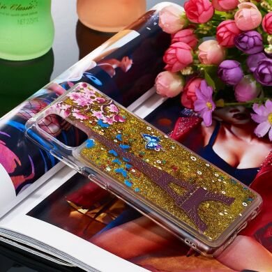 Силиконовая (TPU) накладка Deexe Fashion Glitter для Samsung Galaxy A51 (А515) - Eiffel Tower