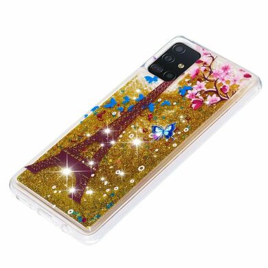 Силиконовая (TPU) накладка Deexe Fashion Glitter для Samsung Galaxy A51 (А515) - Eiffel Tower
