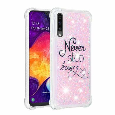Силиконовый (TPU) чехол Deexe Fashion Glitter для Samsung Galaxy A50 (A505) / A30s (A307) / A50s (A507) - Never Stop Dreaming