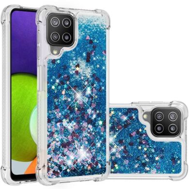 Силиконовый (TPU) чехол Deexe Liquid Glitter для Samsung Galaxy A22 (A225) / M22 (M225) - Blue Hearts