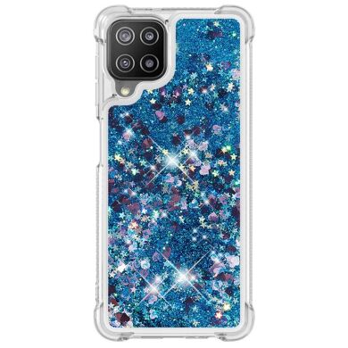 Силиконовый (TPU) чехол Deexe Liquid Glitter для Samsung Galaxy A22 (A225) / M22 (M225) - Blue Hearts