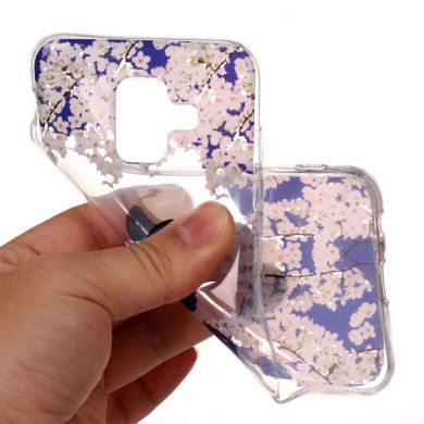 Силіконовий (TPU) чохол Deexe Pretty Glossy для Samsung Galaxy A6 2018 (A600), Blue Butterfly and White Flower