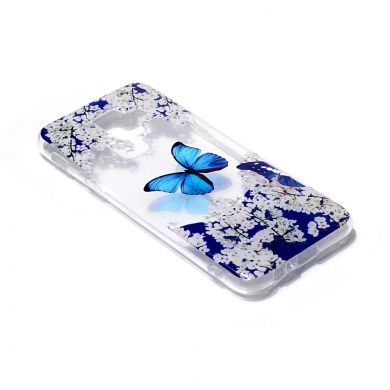 Силіконовий (TPU) чохол Deexe Pretty Glossy для Samsung Galaxy A6 2018 (A600), Blue Butterfly and White Flower