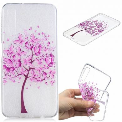 Силиконовый (TPU) чехол Deexe Pretty Glossy для Samsung Galaxy A7 2018 (A750) - Pink Flower Tree