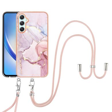 Защитный чехол Deexe Marble Case with Strap для Samsung Galaxy A24 (A245) - Rose Gold