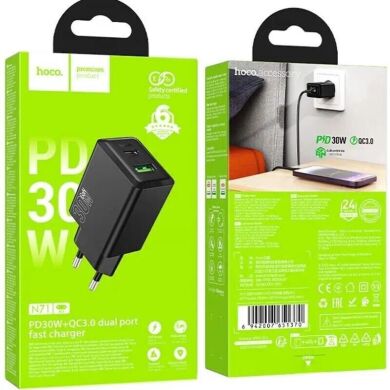 Мережевий зарядний пристрій Hoco N71 PD30W + QC3.0 - Black
