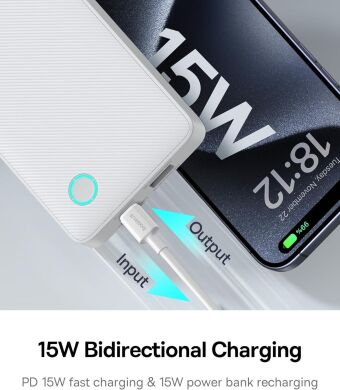 Зовнішній акумулятор Baseus Airpow Lite 15W (10000mAh) P10067500213-00 - White