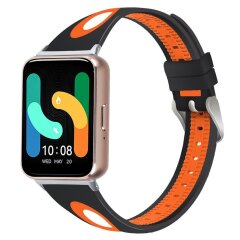 Ремешок Deexe Holes Design для Samsung Galaxy Fit 3 - Black / Orange