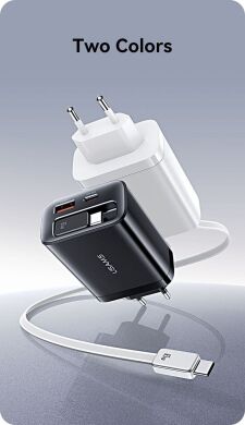 Сетевое зарядное устройство USAMS US-CC299 GaN 65W (USB + Type-C) + кабель Type-C - White