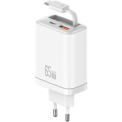 Сетевое зарядное устройство USAMS US-CC299 GaN 65W (USB + Type-C) + кабель Type-C - White