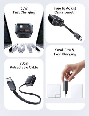 Сетевое зарядное устройство USAMS US-CC299 GaN 65W (USB + Type-C) + кабель Type-C - White