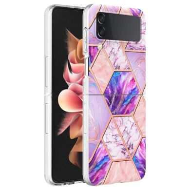 Защитный чехол Deexe Marble Pattern (FF) для Samsung Galaxy Flip 4 - Light Purple