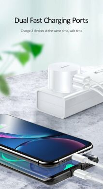 Сетевое зарядное устройство USAMS T20 Round Travel (2USB, 2.1A) - White