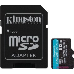 Карта памяти Kingston MicroSDXC Canvas Go Plus Gen4 512GB UHS-I U3 V30 A2 R200 + адаптер (SDCG4/512GB) - Black