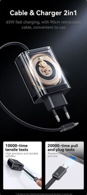 Сетевое зарядное устройство USAMS US-CC299 GaN 65W (USB + Type-C) + кабель Type-C - White