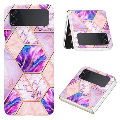 Защитный чехол Deexe Marble Pattern (FF) для Samsung Galaxy Flip 4 - Light Purple