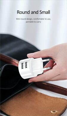 Сетевое зарядное устройство USAMS T20 Round Travel (2USB, 2.1A) - White