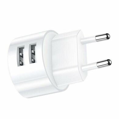 Сетевое зарядное устройство USAMS T20 Round Travel (2USB, 2.1A) - White